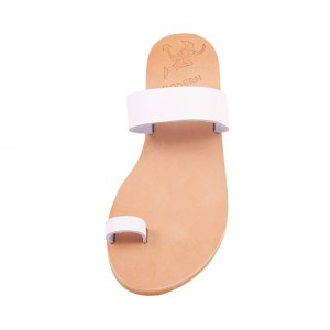 ΓΥΝΑΙΚΕΙΟ ΔΕΡΜΑΤΙΝΟ FLAT ΣΑΝΔΑΛΙ ΛΕΥΚΟ ΜΟΡΦΗ