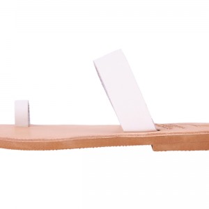 ΓΥΝΑΙΚΕΙΟ ΔΕΡΜΑΤΙΝΟ FLAT ΣΑΝΔΑΛΙ ΛΕΥΚΟ ΜΟΡΦΗ