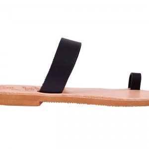 ΓΥΝΑΙΚΕΙΟ ΔΕΡΜΑΤΙΝΟ FLAT ΣΑΝΔΑΛΙ ΜΑΥΡΟ ΜΟΡΦΗ