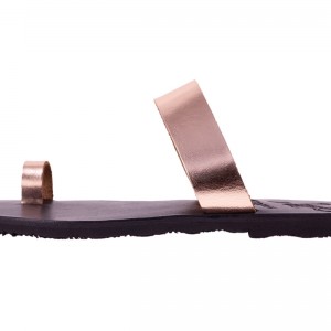 ΓΥΝΑΙΚΕΙΟ ΔΕΡΜΑΤΙΝΟ FLAT ΣΑΝΔΑΛΙ ΜΠΡΟΝΖΕ ΜΟΡΦΗ