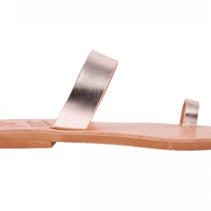 ΓΥΝΑΙΚΕΙΟ ΔΕΡΜΑΤΙΝΟ FLAT ΣΑΝΔΑΛΙ ΒΑΘΥ ΧΡΥΣΟ ΜΟΡΦΗ