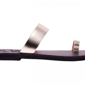 ΓΥΝΑΙΚΕΙΟ ΔΕΡΜΑΤΙΝΟ FLAT ΣΑΝΔΑΛΙ ΧΡΥΣΟ ΜΟΡΦΗ