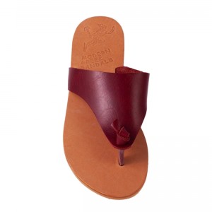 ΓΥΝΑΙΚΕΙΟ ΔΕΡΜΑΤΙΝΟ FLAT ΣΑΝΔΑΛΙ ΒΑΘΥ ΚΟΚΚΙΝΟ ΝΕΦΟΣ