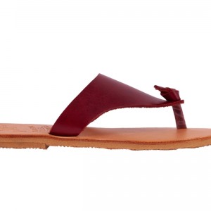 ΓΥΝΑΙΚΕΙΟ ΔΕΡΜΑΤΙΝΟ FLAT ΣΑΝΔΑΛΙ ΒΑΘΥ ΚΟΚΚΙΝΟ ΝΕΦΟΣ