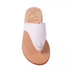 ΓΥΝΑΙΚΕΙΟ ΔΕΡΜΑΤΙΝΟ FLAT ΣΑΝΔΑΛΙ ΛΕΥΚΟ ΝΕΦΟΣ