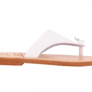 ΓΥΝΑΙΚΕΙΟ ΔΕΡΜΑΤΙΝΟ FLAT ΣΑΝΔΑΛΙ ΛΕΥΚΟ ΝΕΦΟΣ