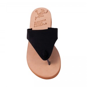 ΓΥΝΑΙΚΕΙΟ ΔΕΡΜΑΤΙΝΟ FLAT ΣΑΝΔΑΛΙ ΝΟΜΠΟΥΚ ΜΑΥΡΟ ΝΕΦΟΣ