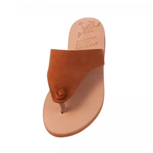 ΓΥΝΑΙΚΕΙΟ ΔΕΡΜΑΤΙΝΟ FLAT ΣΑΝΔΑΛΙ ΝΟΜΠΟΥΚ ΤΑΜΠΑ ΝΕΦΟΣ