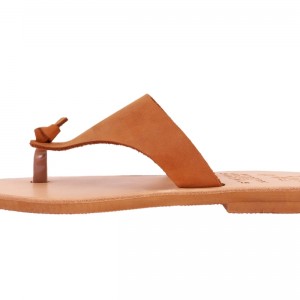 ΓΥΝΑΙΚΕΙΟ ΔΕΡΜΑΤΙΝΟ FLAT ΣΑΝΔΑΛΙ ΝΟΜΠΟΥΚ ΤΑΜΠΑ ΝΕΦΟΣ