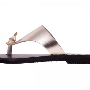 ΓΥΝΑΙΚΕΙΟ ΔΕΡΜΑΤΙΝΟ FLAT ΣΑΝΔΑΛΙ ΧΡΥΣΟ ΝΕΦΟΣ