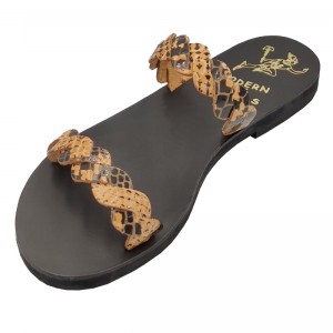 ΓΥΝΑΙΚΕΙΟ ΔΕΡΜΑΤΙΝΟ FLAT ΣΑΝΔΑΛΙ ΦΙΔΙ ΣΤΕΦΑΝΙΑ