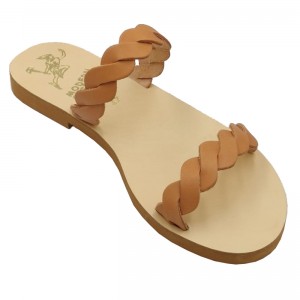 ΓΥΝΑΙΚΕΙΟ ΔΕΡΜΑΤΙΝΟ FLAT ΣΑΝΔΑΛΙ ΦΥΣΙΚΟ ΣΤΕΦΑΝΙΑ