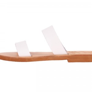 ΓΥΝΑΙΚΕΙΟ ΔΕΡΜΑΤΙΝΟ FLAT ΣΑΝΔΑΛΙ ΛΕΥΚΟ ΥΓΕΙΑ