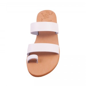 ΓΥΝΑΙΚΕΙΟ ΔΕΡΜΑΤΙΝΟ FLAT ΣΑΝΔΑΛΙ ΛΕΥΚΟ ΙΟΥΛΙΑ