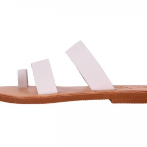 ΓΥΝΑΙΚΕΙΟ ΔΕΡΜΑΤΙΝΟ FLAT ΣΑΝΔΑΛΙ ΛΕΥΚΟ ΙΟΥΛΙΑ