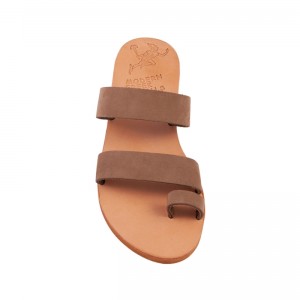 ΓΥΝΑΙΚΕΙΟ ΔΕΡΜΑΤΙΝΟ FLAT ΣΑΝΔΑΛΙ ΝΟΜΠΟΥΚ ΜΠΕΖ ΙΟΥΛΙΑ