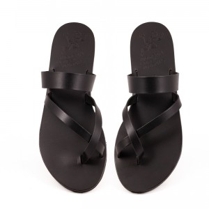 ΓΥΝΑΙΚΕΙΟ ΔΕΡΜΑΤΙΝΟ FLAT ΣΑΝΔΑΛΙ ΜΑΥΡΟ ΗΛΕΚΤΡΑ