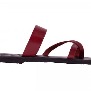 ΓΥΝΑΙΚΕΙΟ ΔΕΡΜΑΤΙΝΟ FLAT ΣΑΝΔΑΛΙ ΒΑΘΥ ΚΟΚΚΙΝΟ ΜΕΛΙΤΑ