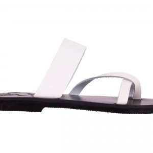 ΓΥΝΑΙΚΕΙΟ ΔΕΡΜΑΤΙΝΟ FLAT ΣΑΝΔΑΛΙ ΛΕΥΚΟ ΜΕΛΙΤΑ