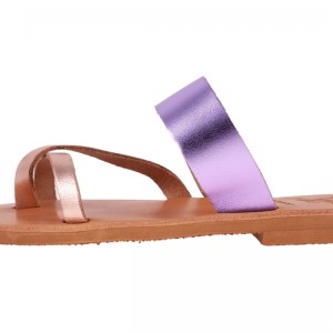 ΓΥΝΑΙΚΕΙΟ ΔΕΡΜΑΤΙΝΟ FLAT ΣΑΝΔΑΛΙ ΛΙΛΑ ΜΠΡΟΝΖΕ ΜΕΛΙΤΑ