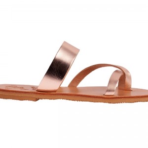 ΓΥΝΑΙΚΕΙΟ ΔΕΡΜΑΤΙΝΟ FLAT ΣΑΝΔΑΛΙ ΜΠΡΟΝΖΕ ΜΕΛΙΤΑ