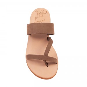 ΓΥΝΑΙΚΕΙΟ ΔΕΡΜΑΤΙΝΟ FLAT ΣΑΝΔΑΛΙ ΝΟΜΠΟΥΚ ΜΠΕΖ ΜΕΛΙΤΑ