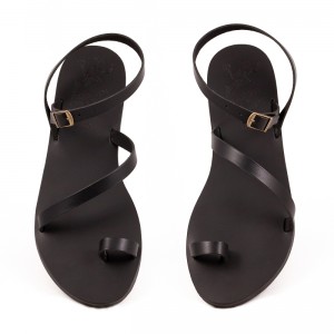 ΓΥΝΑΙΚΕΙΟ ΔΕΡΜΑΤΙΝΟ FLAT ΣΑΝΔΑΛΙ ΜΑΥΡΟ ΝΥΜΦΗ