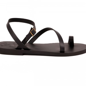 ΓΥΝΑΙΚΕΙΟ ΔΕΡΜΑΤΙΝΟ FLAT ΣΑΝΔΑΛΙ ΜΑΥΡΟ ΝΥΜΦΗ