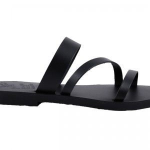 ΓΥΝΑΙΚΕΙΟ ΔΕΡΜΑΤΙΝΟ FLAT ΣΑΝΔΑΛΙ ΜΑΥΡΟ ΥΔΡΑ