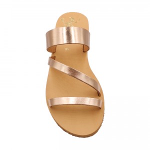 ΓΥΝΑΙΚΕΙΟ ΔΕΡΜΑΤΙΝΟ FLAT ΣΑΝΔΑΛΙ ΜΠΡΟΝΖΕ ΥΔΡΑ