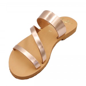 ΓΥΝΑΙΚΕΙΟ ΔΕΡΜΑΤΙΝΟ FLAT ΣΑΝΔΑΛΙ ΜΠΡΟΝΖΕ ΥΔΡΑ