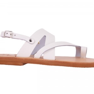 ΓΥΝΑΙΚΕΙΟ ΔΕΡΜΑΤΙΝΟ FLAT ΣΑΝΔΑΛΙ ΛΕΥΚΟ ΚΙΡΚΗ LUXURY