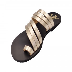 ΓΥΝΑΙΚΕΙΟ ΔΕΡΜΑΤΙΝΟ FLAT ΣΑΝΔΑΛΙ ΧΡΥΣΟ ΚΛΕΟΠΑΤΡΑ