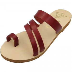 ΓΥΝΑΙΚΕΙΟ ΔΕΡΜΑΤΙΝΟ FLAT ΣΑΝΔΑΛΙ ΒΑΘΥ ΚΟΚΚΙΝΟ ΛΥΣΙΣΤΡΑΤΗ