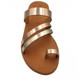 ΓΥΝΑΙΚΕΙΟ ΔΕΡΜΑΤΙΝΟ FLAT ΣΑΝΔΑΛΙ ΜΠΡΟΝΖΕ ΧΡΥΣΟ ΛΥΣΙΣΤΡΑΤΗ