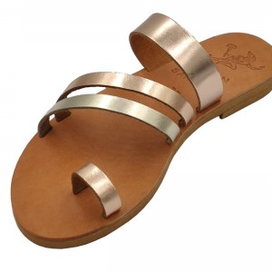 ΓΥΝΑΙΚΕΙΟ ΔΕΡΜΑΤΙΝΟ FLAT ΣΑΝΔΑΛΙ ΜΠΡΟΝΖΕ ΧΡΥΣΟ ΛΥΣΙΣΤΡΑΤΗ