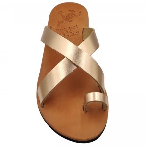 ΓΥΝΑΙΚΕΙΟ ΔΕΡΜΑΤΙΝΟ FLAT ΣΑΝΔΑΛΙ ΜΠΡΟΝΖΕ ΜΑΧΗ