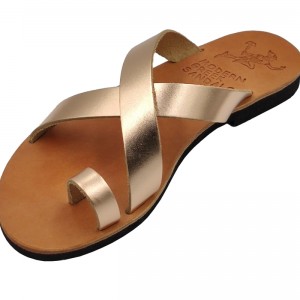 ΓΥΝΑΙΚΕΙΟ ΔΕΡΜΑΤΙΝΟ FLAT ΣΑΝΔΑΛΙ ΜΠΡΟΝΖΕ ΜΑΧΗ