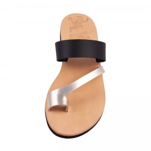 ΓΥΝΑΙΚΕΙΟ ΔΕΡΜΑΤΙΝΟ FLAT ΣΑΝΔΑΛΙ ΜΑΥΡΟ ΧΡΥΣΟ ΚΑΣΣΑΝΔΡΑ