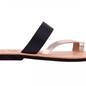 ΓΥΝΑΙΚΕΙΟ ΔΕΡΜΑΤΙΝΟ FLAT ΣΑΝΔΑΛΙ ΜΑΥΡΟ ΧΡΥΣΟ ΚΑΣΣΑΝΔΡΑ