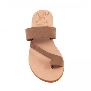 ΓΥΝΑΙΚΕΙΟ ΔΕΡΜΑΤΙΝΟ FLAT ΣΑΝΔΑΛΙ ΝΟΜΠΟΥΚ ΜΠΕΖ ΚΑΣΣΑΝΔΡΑ