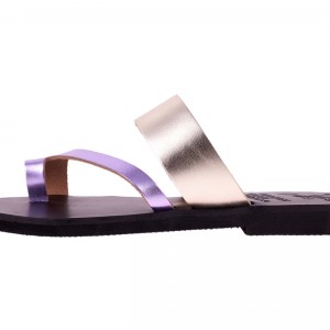 ΓΥΝΑΙΚΕΙΟ ΔΕΡΜΑΤΙΝΟ FLAT ΣΑΝΔΑΛΙ ΧΡΥΣΟ ΛΙΛΑ ΚΑΣΣΑΝΔΡΑ