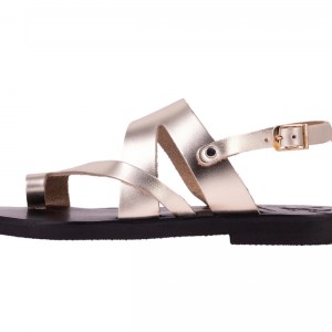 ΓΥΝΑΙΚΕΙΟ ΔΕΡΜΑΤΙΝΟ FLAT ΣΑΝΔΑΛΙ ΧΡΥΣΟ ΚΙΡΚΗ LUXURY