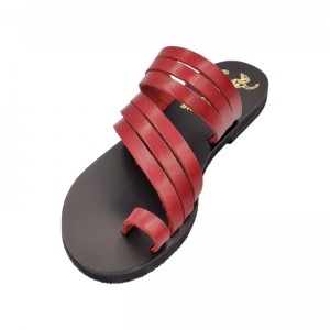 ΓΥΝΑΙΚΕΙΟ ΔΕΡΜΑΤΙΝΟ FLAT ΣΑΝΔΑΛΙ ΒΑΘΥ ΚΟΚΚΙΝΟ ΚΛΕΟΠΑΤΡΑ