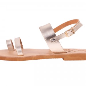 ΓΥΝΑΙΚΕΙΟ ΔΕΡΜΑΤΙΝΟ FLAT ΣΑΝΔΑΛΙ ΧΡΥΣΟ ΕΜΠΝΕΥΣΗΣ LUXURY