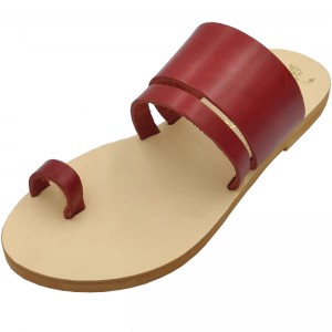 ΓΥΝΑΙΚΕΙΟ ΔΕΡΜΑΤΙΝΟ FLAT ΣΑΝΔΑΛΙ ΒΑΘΥ ΚΟΚΚΙΝΟ ΕΡΙΔΑ