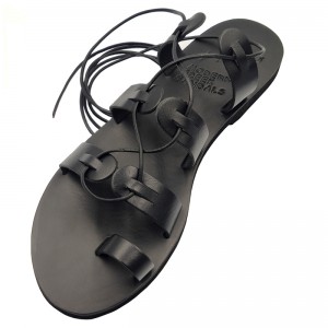 ΓΥΝΑΙΚΕΙΟ ΔΕΡΜΑΤΙΝΟ FLAT ΣΑΝΔΑΛΙ ΜΑΥΡΟ ΚΛΕΟΝΙΚΗ GLADIATOR