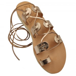 ΓΥΝΑΙΚΕΙΟ ΔΕΡΜΑΤΙΝΟ FLAT ΣΑΝΔΑΛΙ ΜΠΡΟΝΖΕ ΚΛΕΟΝΙΚΗ GLADIATOR