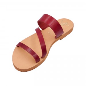 ΓΥΝΑΙΚΕΙΟ ΔΕΡΜΑΤΙΝΟ FLAT ΣΑΝΔΑΛΙ ΒΑΘΥ ΚΟΚΚΙΝΟ ΥΔΡΑ