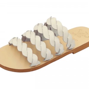 ΓΥΝΑΙΚΕΙΟ ΔΕΡΜΑΤΙΝΟ FLAT ΣΑΝΔΑΛΙ ΛΕΥΚΟ ΗΦΑΙΣΤΑ